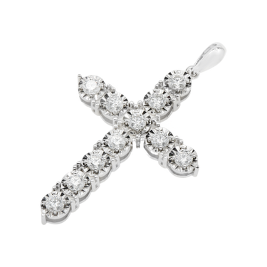 14k White Gold Lab Diamond Cross Pendant 0.75 Ctw